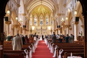 Pixabay image of a wedding ceremony in a Catholic church