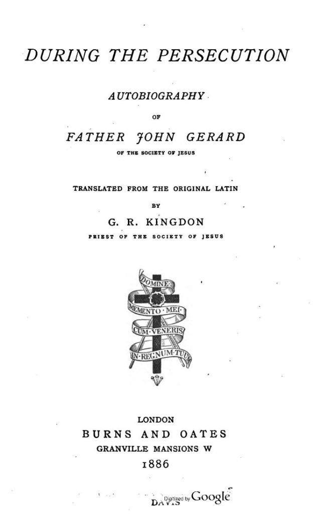 Title page of John Gerard's autobiography